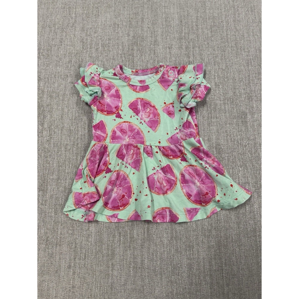 Birdie Bean Peplum Top 0-3 Months Grapefruit Print Colorful Bamboo